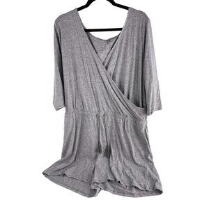 AnyBody Women's Grey V-Neck Jumpsuit Comfy Lounge Wear Elastic Waist Size XL